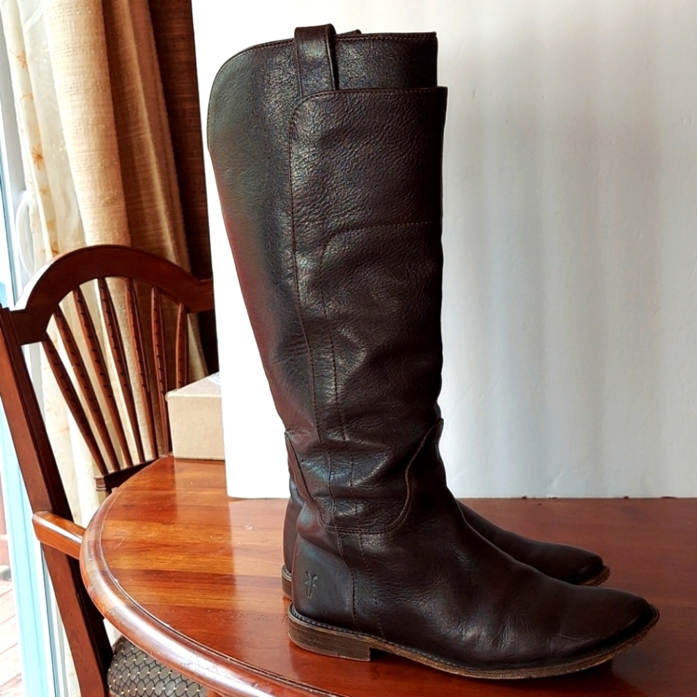 Frye Paige Tall Brown Leather Pull-On Riding Boots